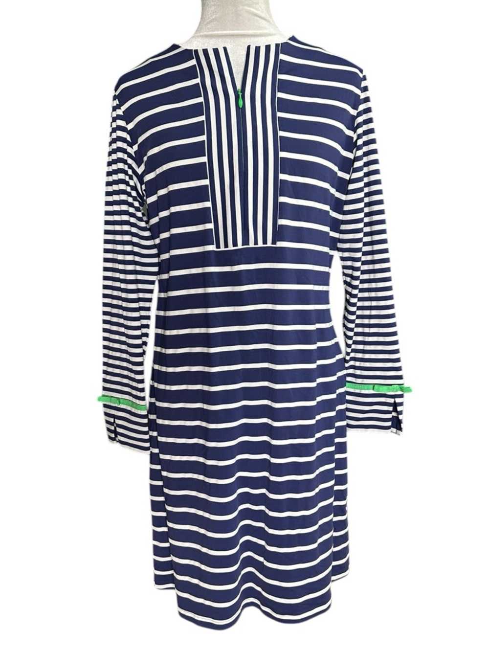 IBKUL Dress Women's Performance Long Sleeve Striped Blue White Dress. Size M